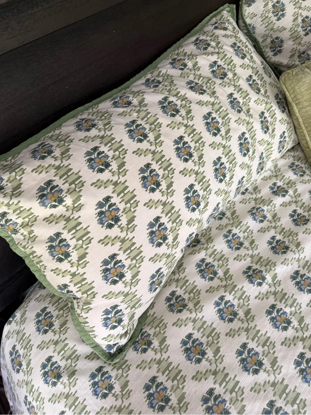 West Elm Floral Print Duvet Cover in White, Green, Blue